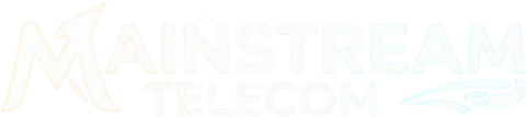 Mainstream Telecom text with abstract graphic